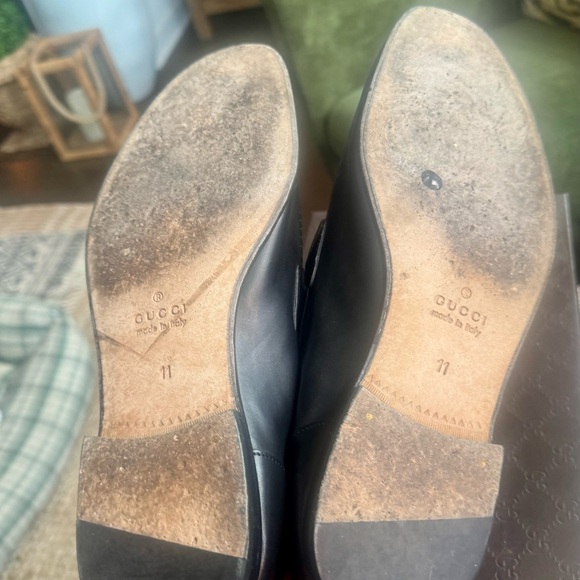 Gucci Jordaan Leather Loafers in Black w/ Gold Horsebits - Picture 10 of 13